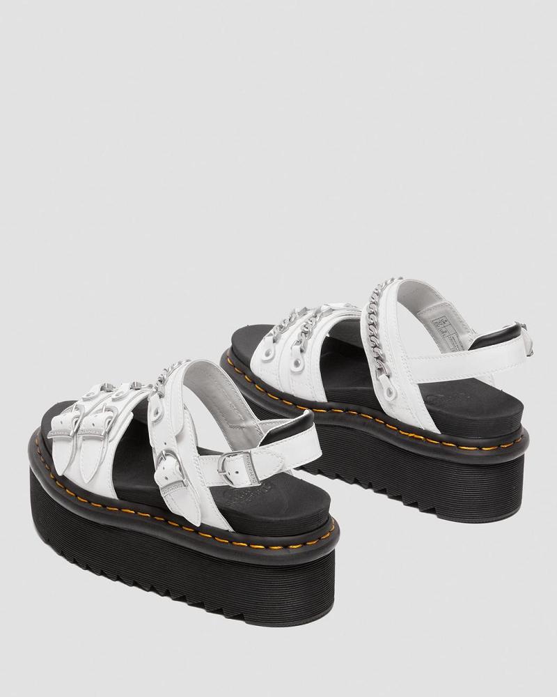 Women's Dr Martens Voss II Chain Patent Leather Platform Sandals White | AU 315PJJ